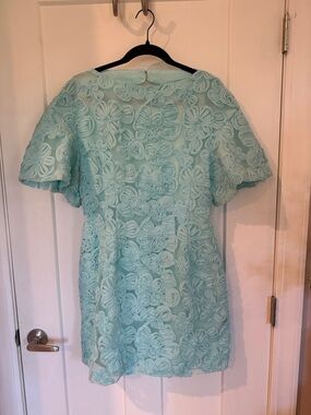 ARRANGE embroidered floral dome tshirt sleeve mini dress BACKLESS !